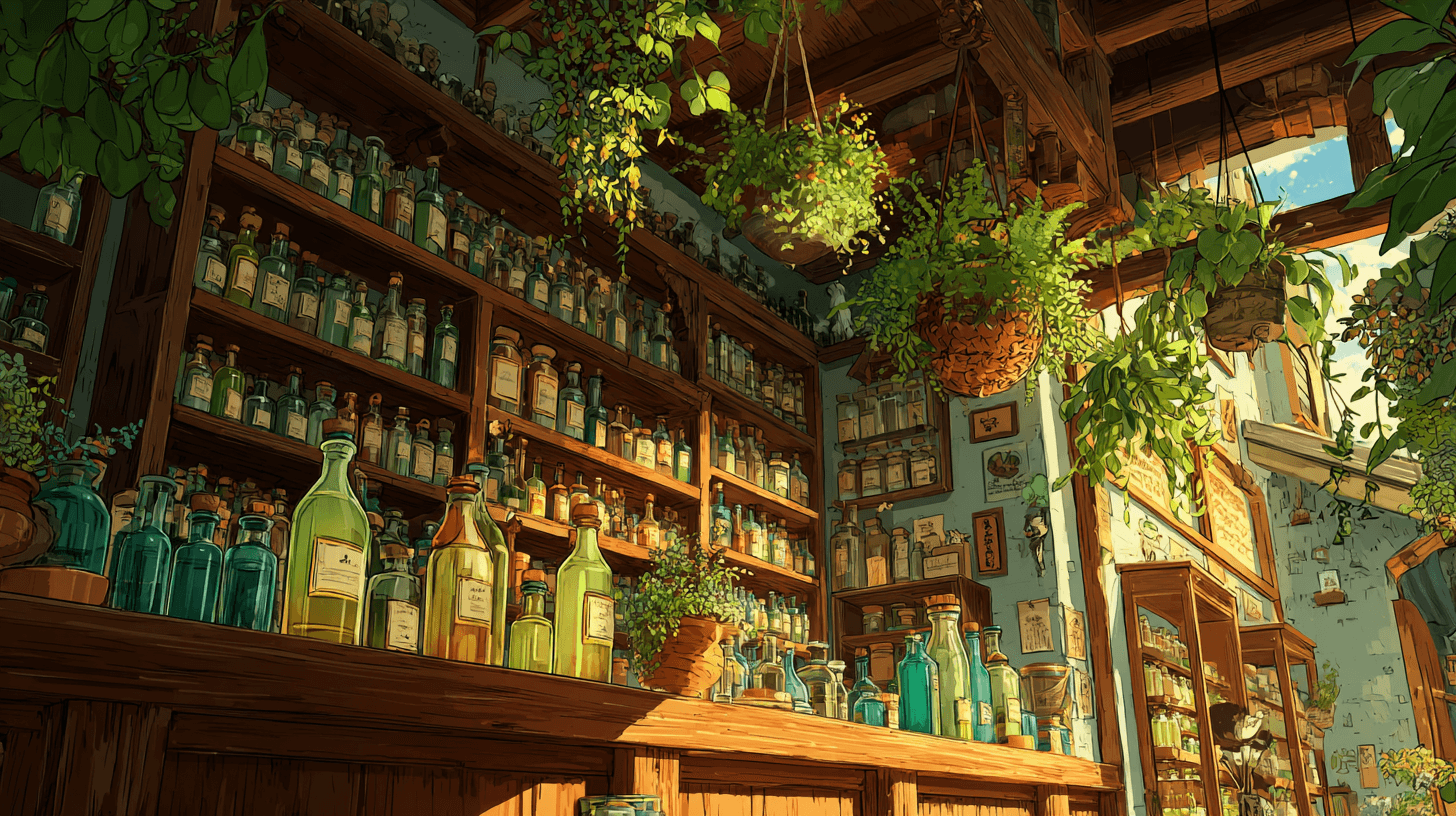 The Good Standard DIY series: A shelf filled with different bottles, behind a counter filled with glass bottles